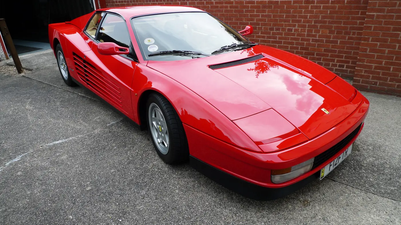 Red Ferrari Testarossa, front three-quarter