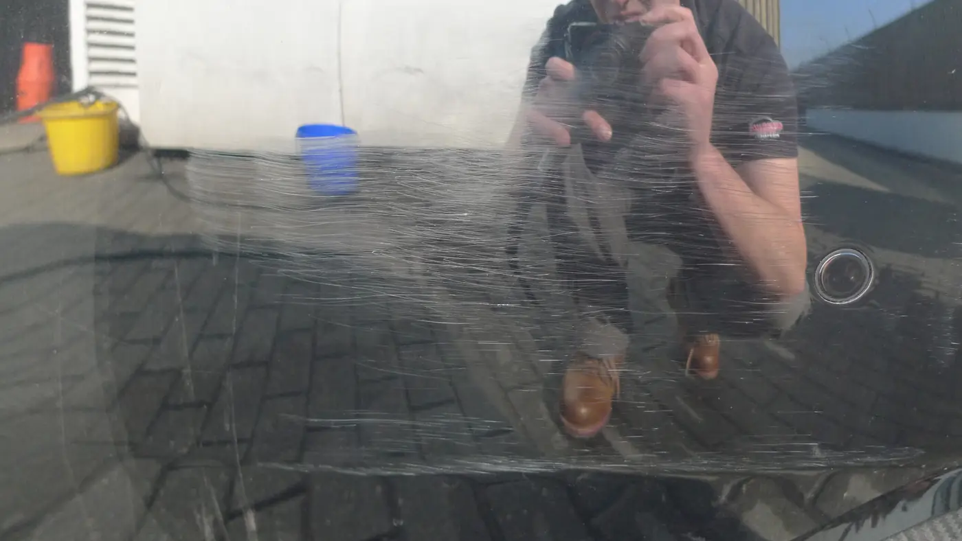 Polishing reflections on a freshly corrected panel